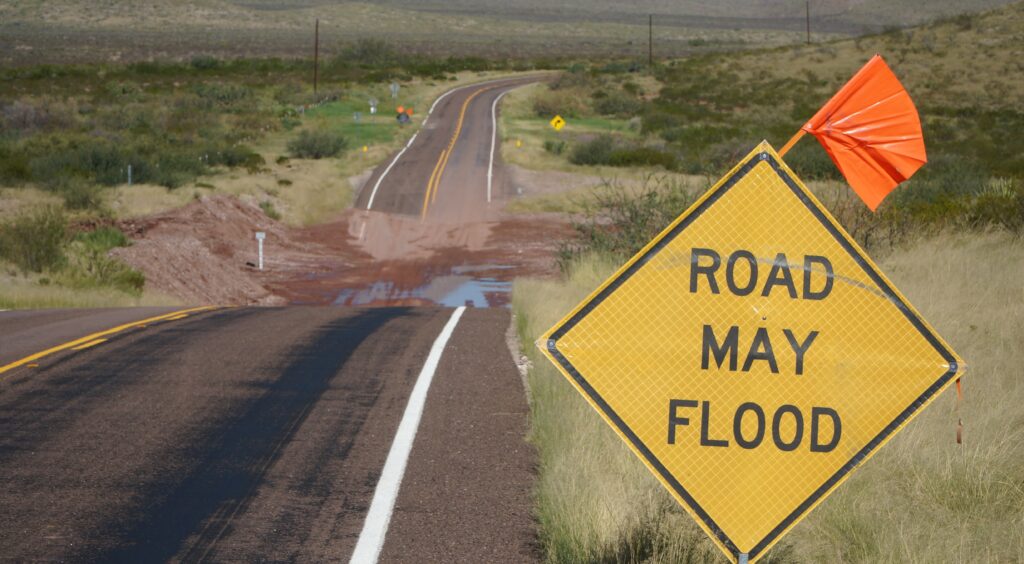 An image of a flooded road.