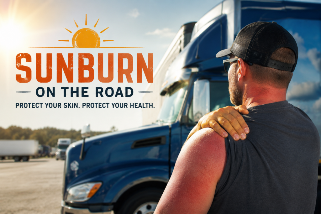 A driver suffering sunburn on their arms. 